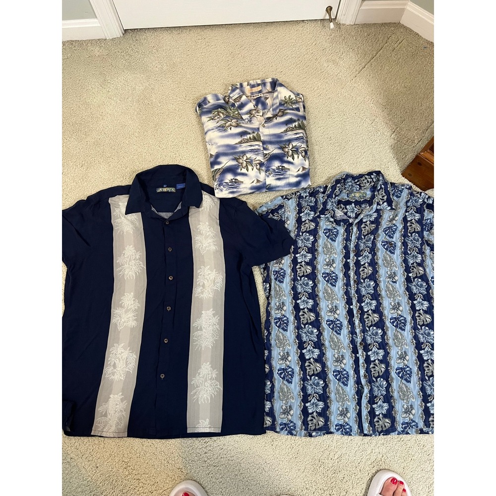 Lot of 3 Campia Moda Mens XL Short Sleeve Tropical Button Down Shirts (IN#54)